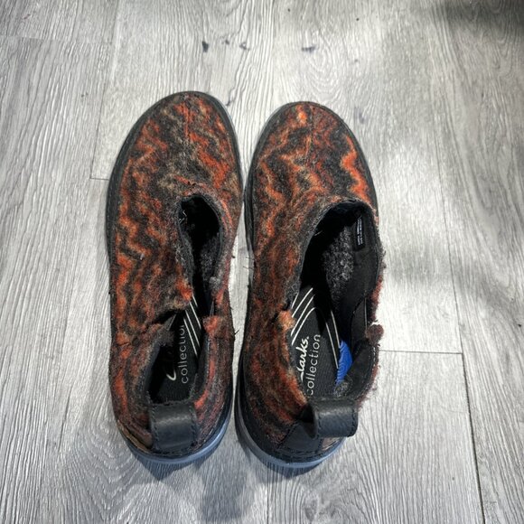 Clarks Boots Men’s Size 9 Black/Orange Gereld Easy Ankle Chelsea Slip On Wool main image 7